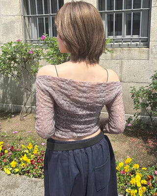 Lace sheer off-shoulder