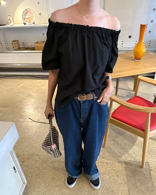 Wide-fit low-rise denim pants
