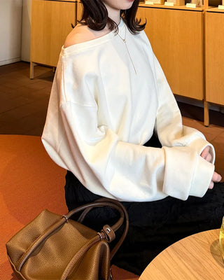 Basic One-Shoulder Crop Sweatshirt