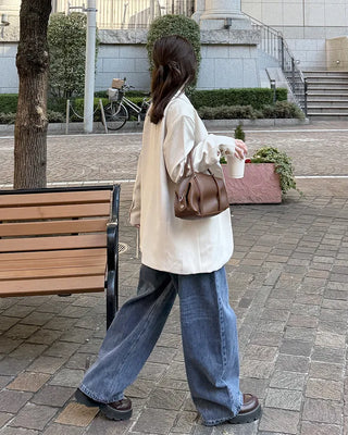 Wide vintage wash denim pants