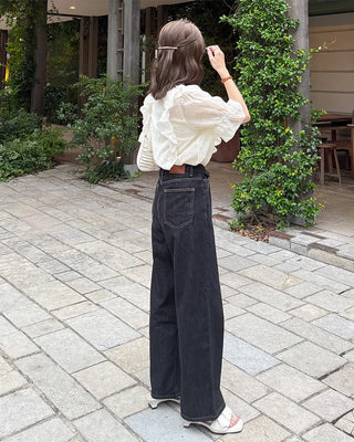 Punched ruffle blouse