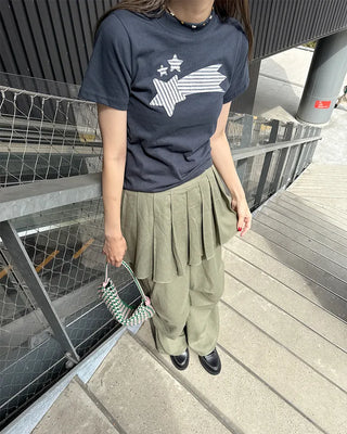 Pleated skirt wide slacks