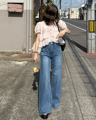 Ribbon string tiered blouse