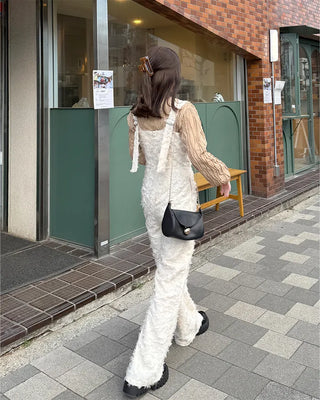 (ORIGINAL) Heart Neck Feather Jumpsuit
