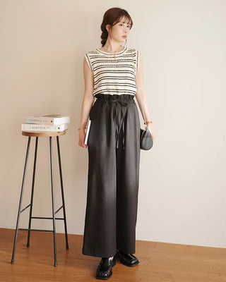 (ORIGINAL) High-waisted frill banding pants