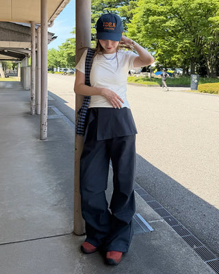 Unique pintuck semi-cropped French T-shirt