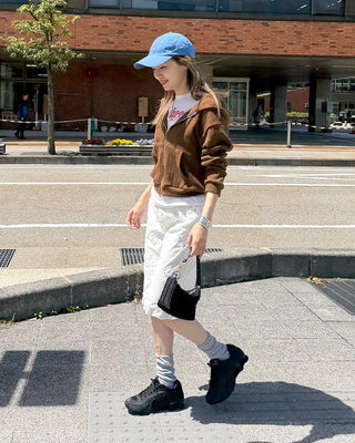 Rib-knit semi-cropped double-zip hoodie