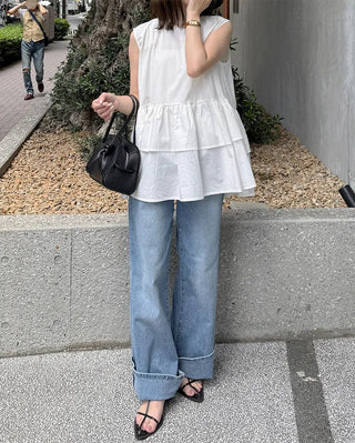 Semi-bootcut denim pants