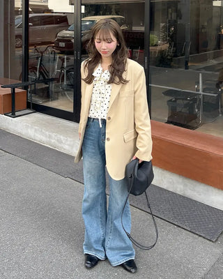 Polka dot frill blouse