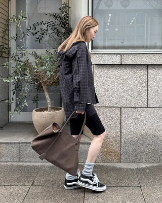 Checked hooded shirt