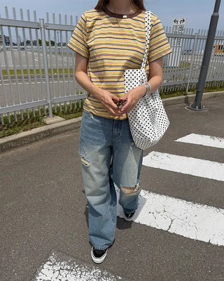 Distressed wide-fit denim pants