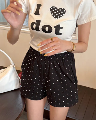 LOVE Dot Semi-Crop Short-Sleeve T-Shirt