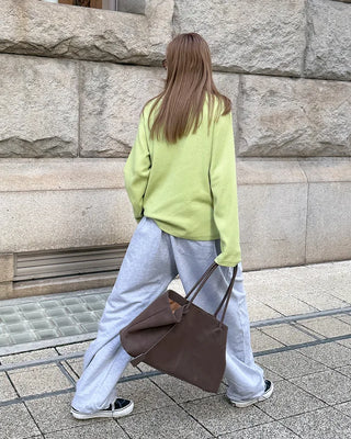 Round neck waffle long t-shirt