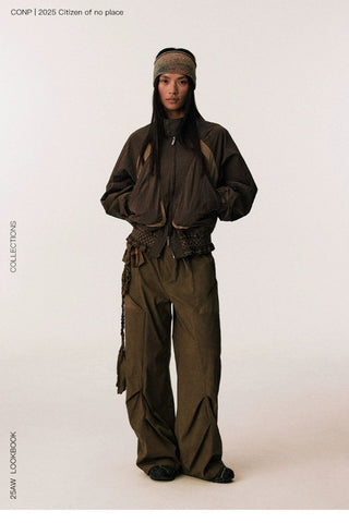 [CONP] Pleated Spliced €rinkle Nylon Jacket