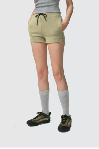 [Monterest] Drawstring Logo Embroidered Sweat Shorts