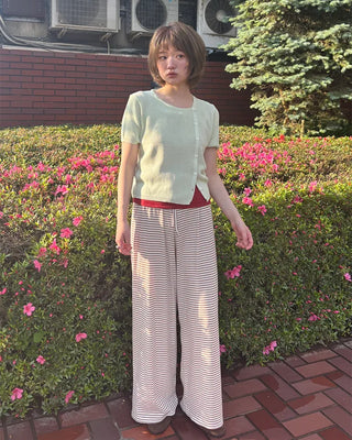 Striped wide easy pants