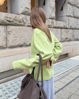 Round neck waffle long t-shirt