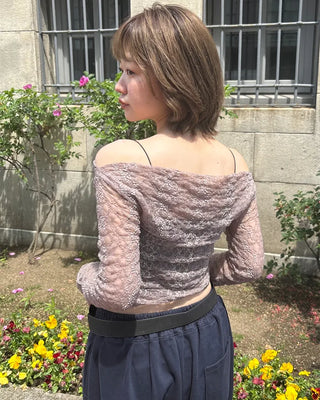 Lace sheer off-shoulder