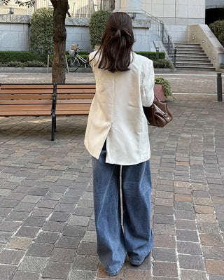 Wide vintage wash denim pants
