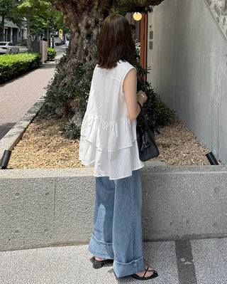 Semi-bootcut denim pants