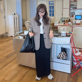 Button-up check jacket