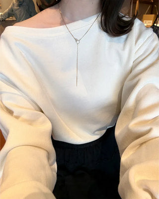 Basic One-Shoulder Crop Sweatshirt