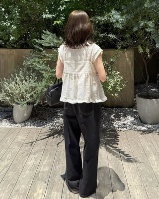 Two-way check sleeveless blouse