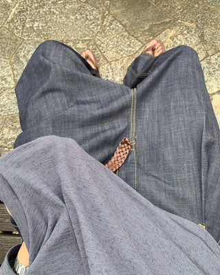 One-tuck indigo wide denim pants