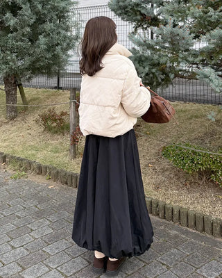 Balloon long elastic waist skirt