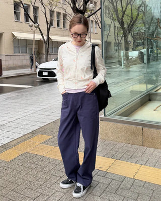 Sketch Pattern Rib Zip-Up Hoodie
