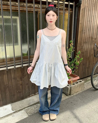 Washed denim wide-leg pants
