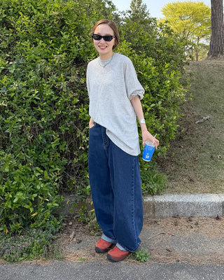 Oversized Long Sleeve Waffle T-Shirt