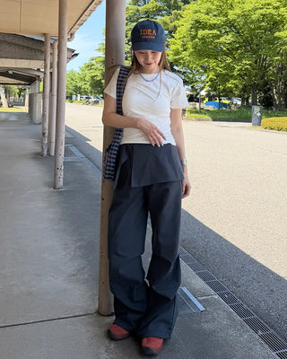 Unique pintuck semi-cropped French T-shirt