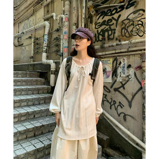 Cotton A-line shirred long skirt