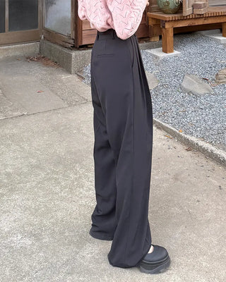 Belted wide-leg pants