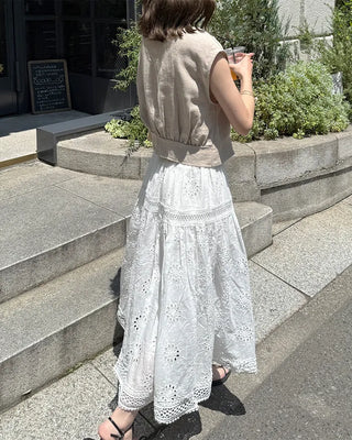 Drop-shoulder cropped vest jacket