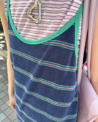 Two-tone striped mini camisole dress