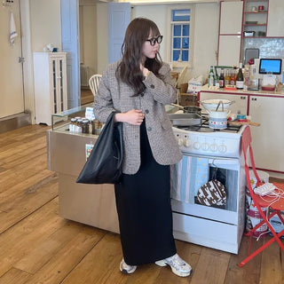 Button-up check jacket