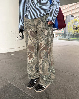 (Unisex) Double Knee Wide Tree Camouflage Pants