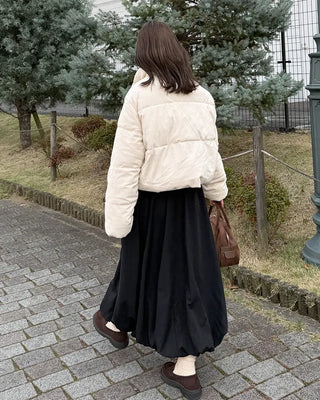 Balloon long elastic waist skirt
