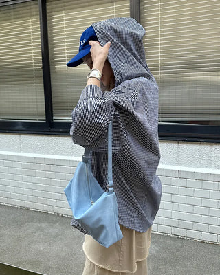Checked hoodie shirt