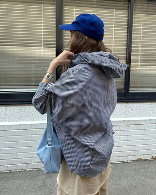 Checked hoodie shirt