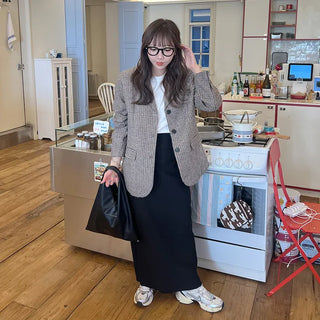 Button-up check jacket