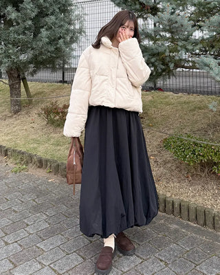 Balloon long elastic waist skirt