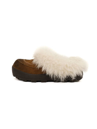 [Moromoro2] Suede Fur-Lined Platform Mules