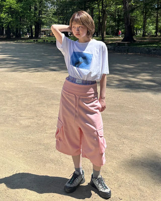 Elastic waist striped shorts
