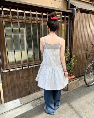 Washed denim wide-leg pants