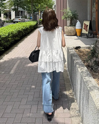 Semi-bootcut denim pants