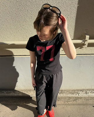 Frilled hem wide half pants