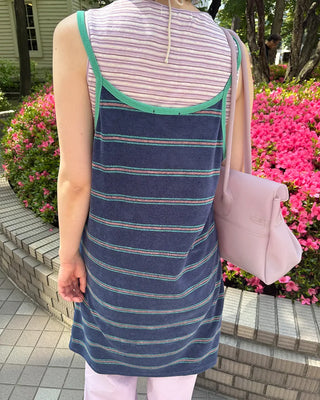 Two-tone striped mini camisole dress